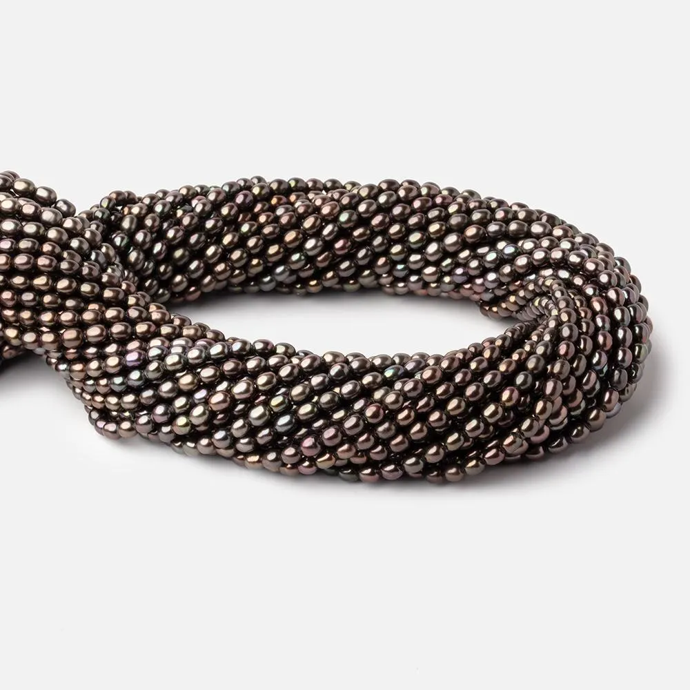 4x3mm Slate Grey Oval Pearls 15 inch 90 beads