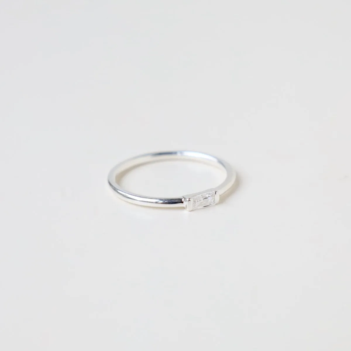 Sterling Silver Band with Channel Set CZ Baguette Ring